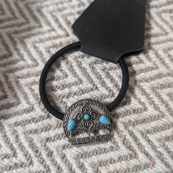 Silver and Turquoise Hair Ties / Hair Jewelry - Picture 3 of 6